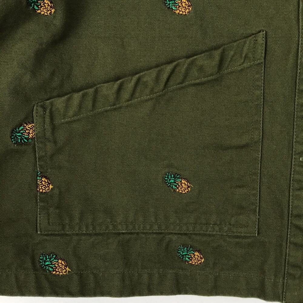 Anthropologie English Factory Pineapple Embroidered Utility Jacket Green Pockets - Picture 7 of 14